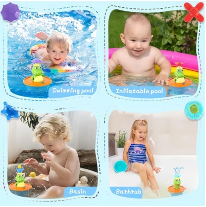 Crown Splash Crocodile LED Bath Fountain Toy – 6 Spray Caps & Spinning Light Show