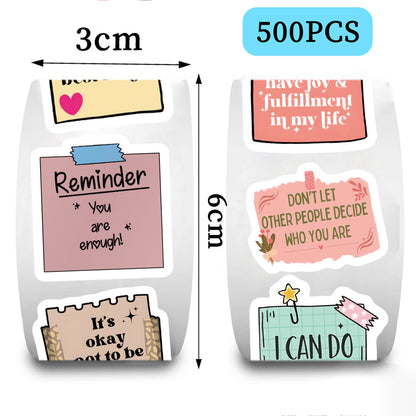 500PCS Motivational Quote Stickers Roll