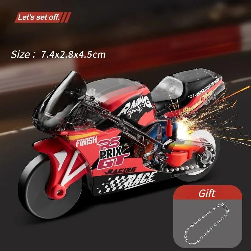 Pull-Back Spark Motorcycle Keychain