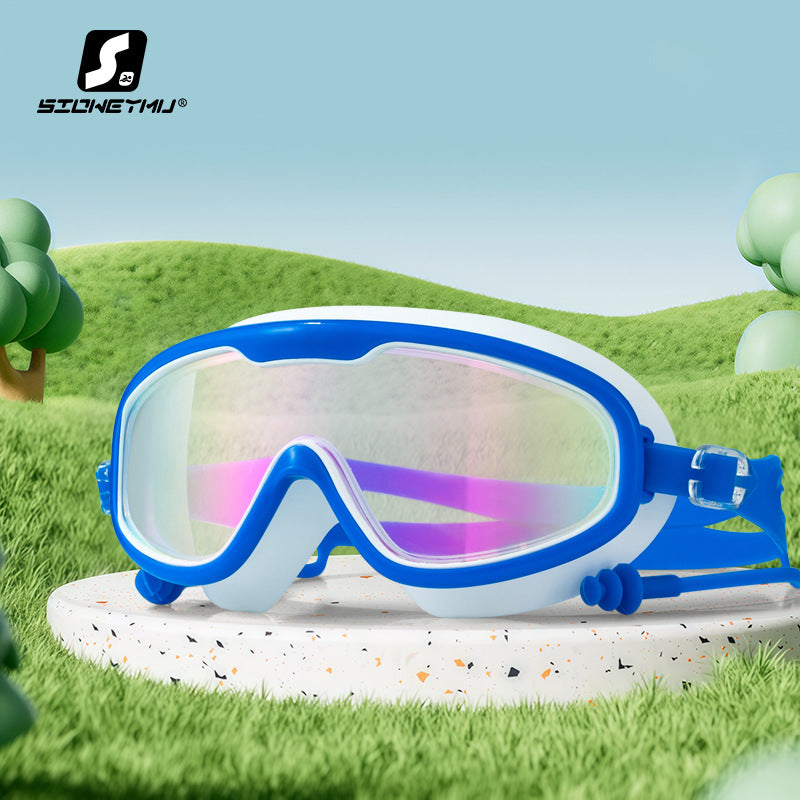 HD children's large frame waterproof and anti-fog swimming goggles