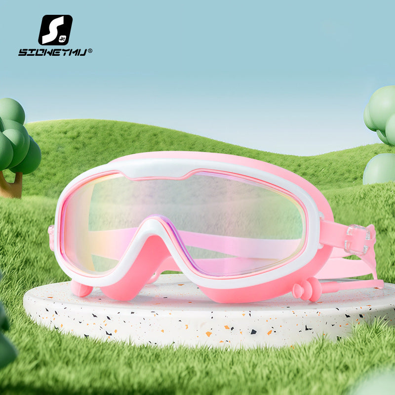 HD children's large frame waterproof and anti-fog swimming goggles