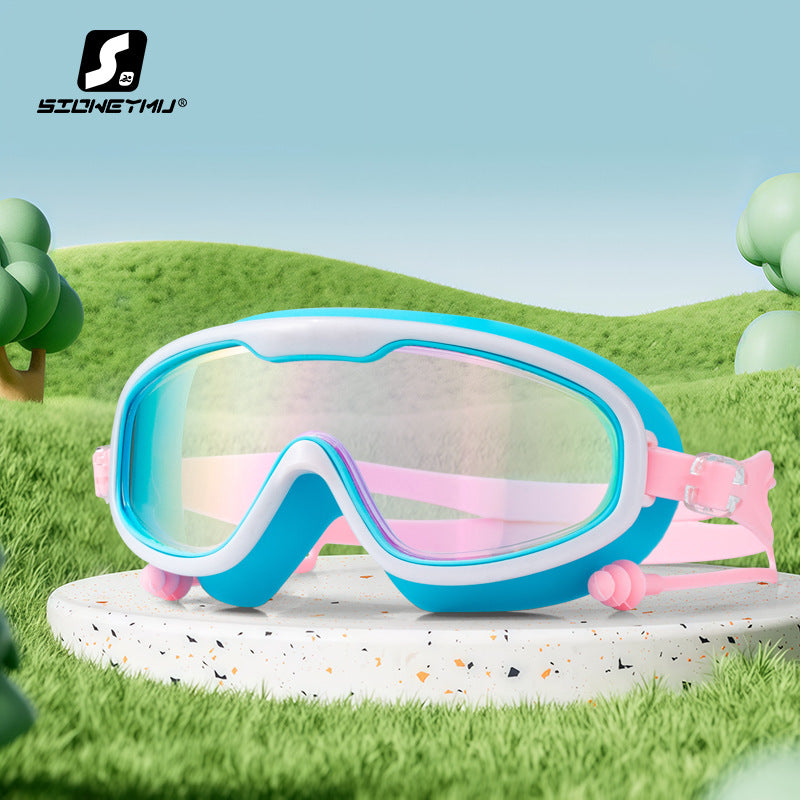 HD children's large frame waterproof and anti-fog swimming goggles