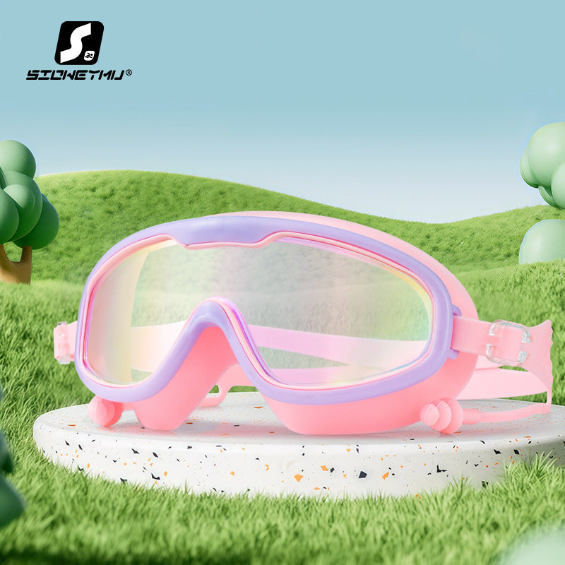 HD children's large frame waterproof and anti-fog swimming goggles