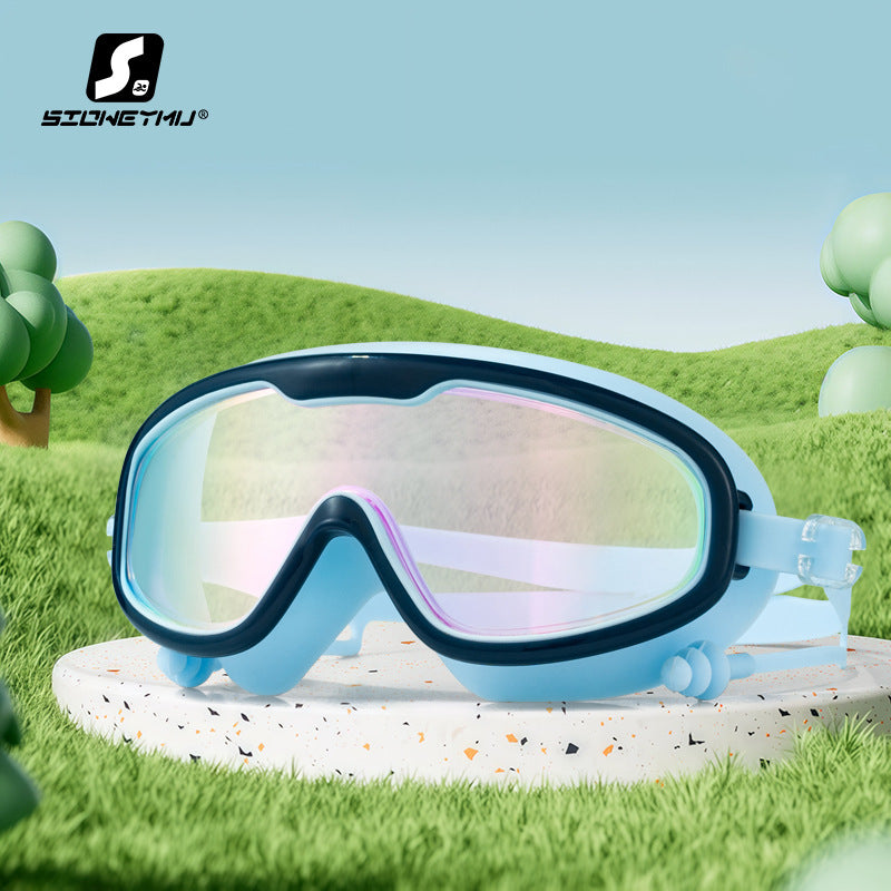 HD children's large frame waterproof and anti-fog swimming goggles